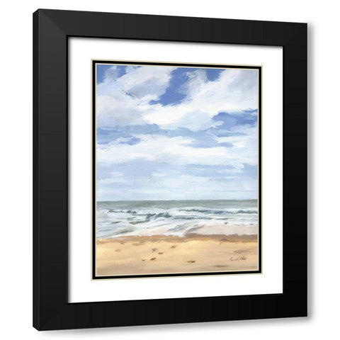 Walk on the Beach II Black Modern Wood Framed Art Print with Double Matting by Munger, Pamela