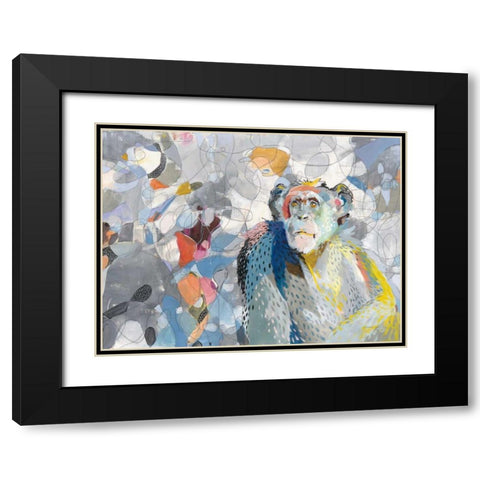 Abstract Chimpanzee Black Modern Wood Framed Art Print with Double Matting by Nai, Danhui