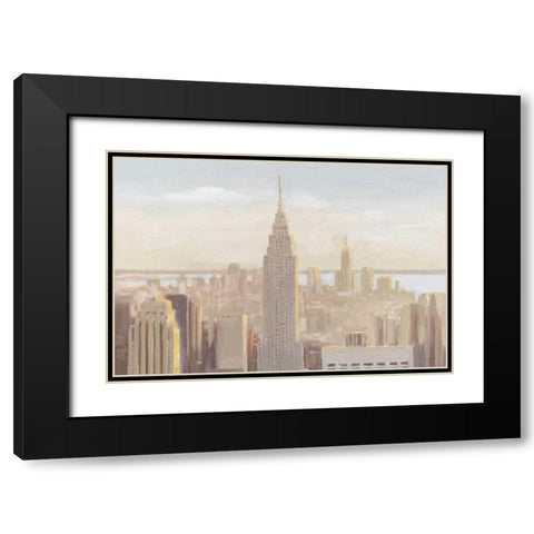 Manhattan Dawn Gold and Neutral Black Modern Wood Framed Art Print with Double Matting by Wiens, James