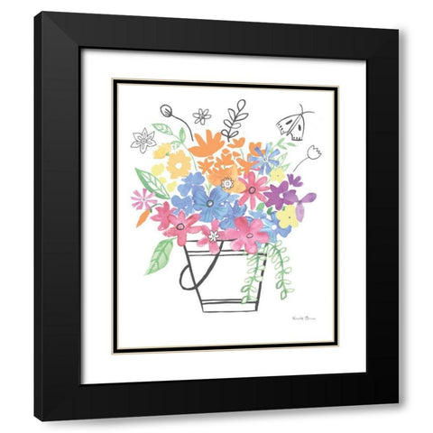 Floral Magic I Pastel Black Modern Wood Framed Art Print with Double Matting by Zaman, Farida