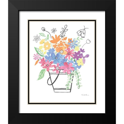 Floral Magic I Pastel Black Modern Wood Framed Art Print with Double Matting by Zaman, Farida