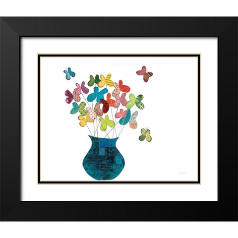 Butterfly Bouquet on White Black Modern Wood Framed Art Print with Double Matting by Prahl, Courtney