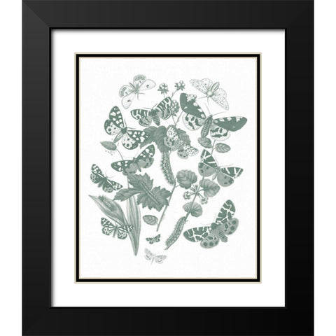 Butterfly Bouquet IV Sage Black Modern Wood Framed Art Print with Double Matting by Wild Apple Portfolio