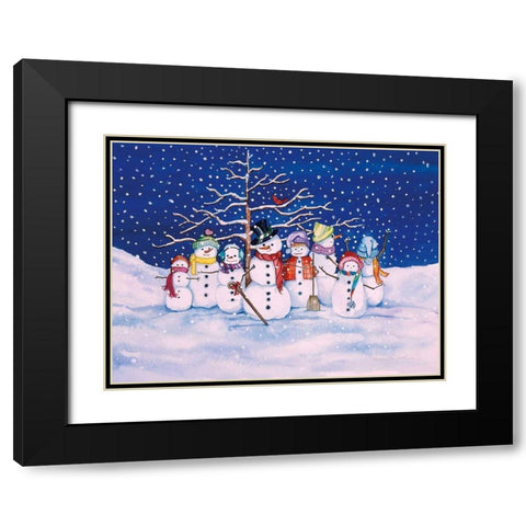 Snow Family Black Modern Wood Framed Art Print with Double Matting by McKenna, Kathleen Parr