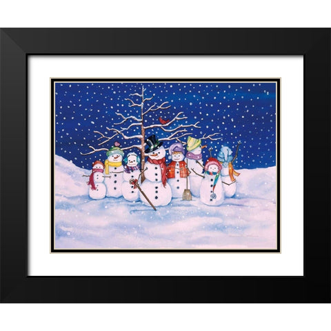 Snow Family Black Modern Wood Framed Art Print with Double Matting by McKenna, Kathleen Parr