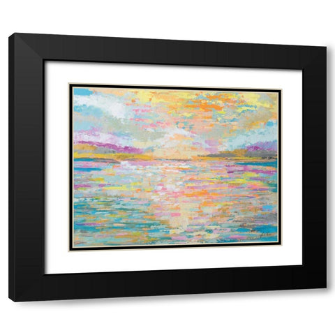 Ocean Sunrise Black Modern Wood Framed Art Print with Double Matting by Vertentes, Jeanette