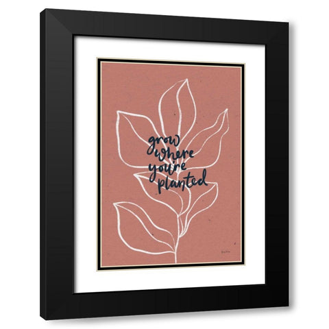 Balance II Leaves Black Modern Wood Framed Art Print with Double Matting by Thorns, Becky