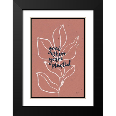 Balance II Leaves Black Modern Wood Framed Art Print with Double Matting by Thorns, Becky