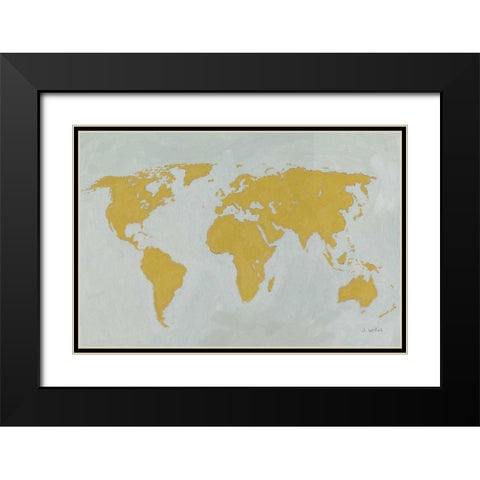 Golden World Black Modern Wood Framed Art Print with Double Matting by Paschke, Chris