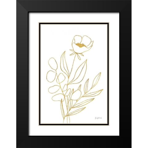 Rooted Florals IV Gold Black Modern Wood Framed Art Print with Double Matting by Thorns, Becky