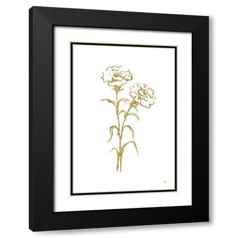 Gold Line Carnation II Black Modern Wood Framed Art Print with Double Matting by Paschke, Chris