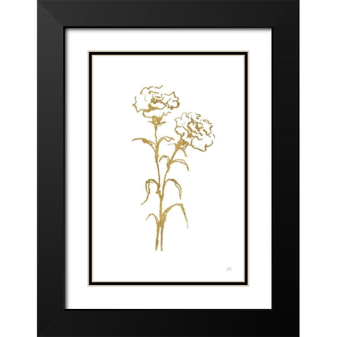 Gold Line Carnation II Black Modern Wood Framed Art Print with Double Matting by Paschke, Chris