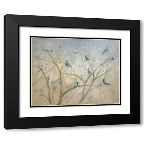 Spring Gathering Black Modern Wood Framed Art Print with Double Matting by Nai, Danhui