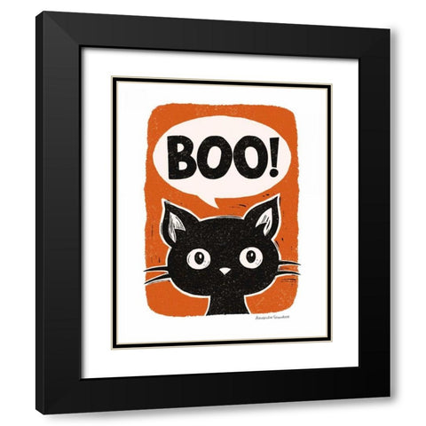 Boo Cat Black Modern Wood Framed Art Print with Double Matting by Snowdon, Alexandra