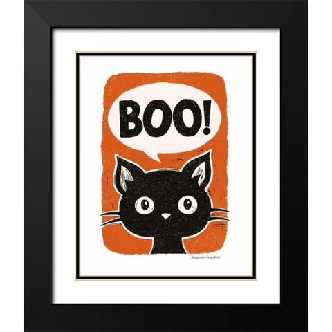 Boo Cat Black Modern Wood Framed Art Print with Double Matting by Snowdon, Alexandra