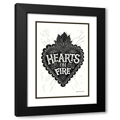 hearts.on.fire Black Modern Wood Framed Art Print with Double Matting by Snowdon, Alexandra