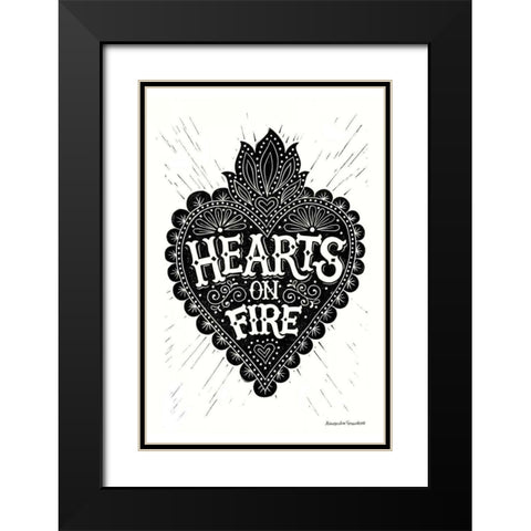 hearts.on.fire Black Modern Wood Framed Art Print with Double Matting by Snowdon, Alexandra