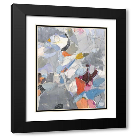 Line Abstract Black Modern Wood Framed Art Print with Double Matting by Nai, Danhui