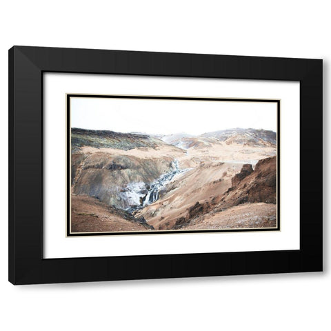 Reykjadalur Hot River Black Modern Wood Framed Art Print with Double Matting by Marshall, Laura