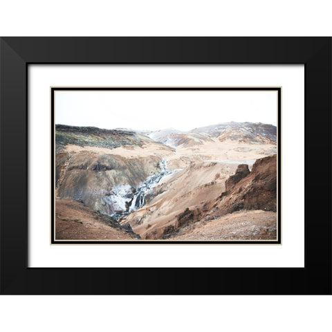 Reykjadalur Hot River Black Modern Wood Framed Art Print with Double Matting by Marshall, Laura