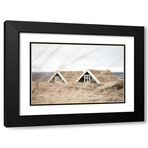 Selid Turf Houses Black Modern Wood Framed Art Print with Double Matting by Marshall, Laura
