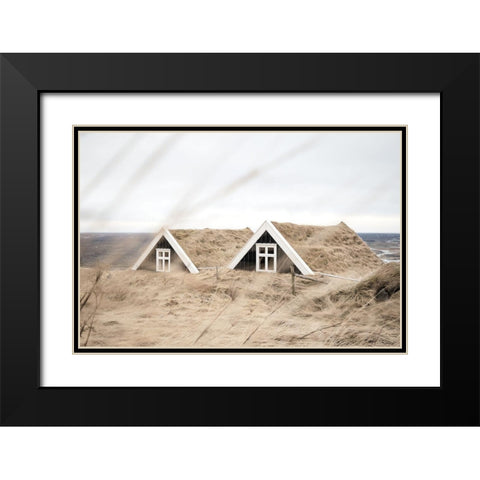Selid Turf Houses Black Modern Wood Framed Art Print with Double Matting by Marshall, Laura