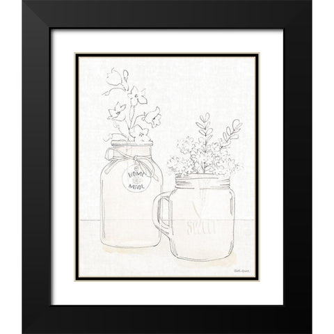 Peaceful Petals II Neutral Black Modern Wood Framed Art Print with Double Matting by Grove, Beth