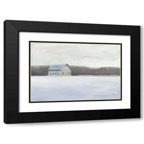 Winter Barn Black Modern Wood Framed Art Print with Double Matting by Wiens, James