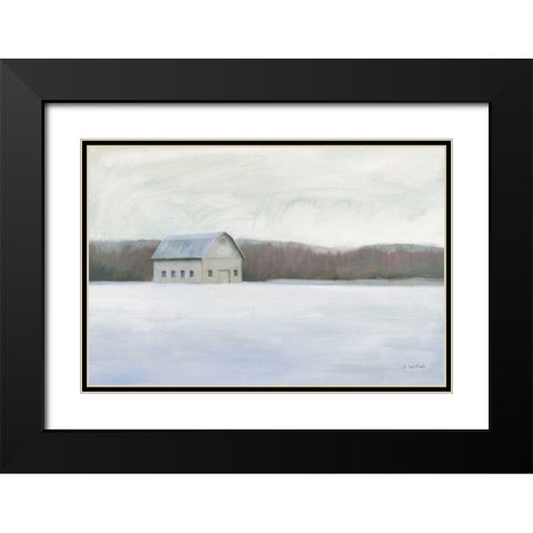 Winter Barn Black Modern Wood Framed Art Print with Double Matting by Wiens, James