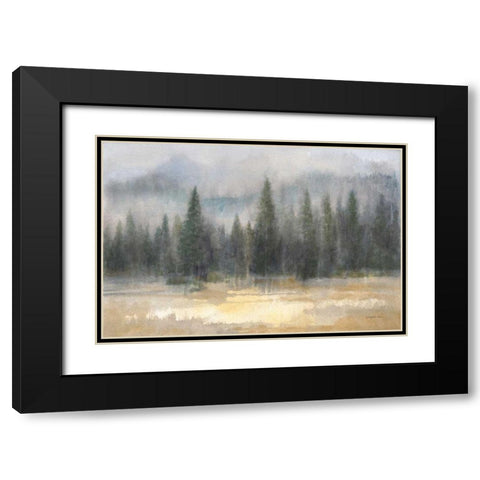 Misty Pines Black Modern Wood Framed Art Print with Double Matting by Nai, Danhui