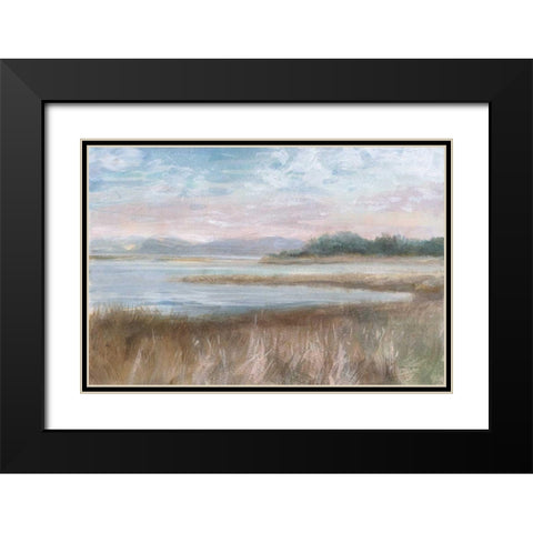 Silver Waters Black Modern Wood Framed Art Print with Double Matting by Nai, Danhui