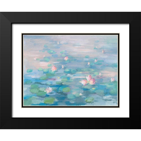 Sunrise Waterlilies Black Modern Wood Framed Art Print with Double Matting by Nai, Danhui