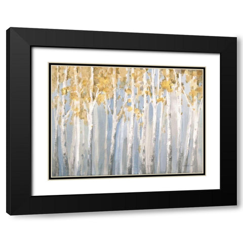 Golden Birches Black Modern Wood Framed Art Print with Double Matting by Nai, Danhui