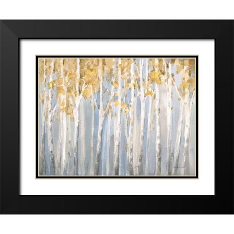 Golden Birches Black Modern Wood Framed Art Print with Double Matting by Nai, Danhui