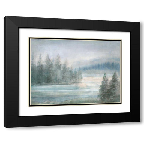 Morning on the Lake Black Modern Wood Framed Art Print with Double Matting by Nai, Danhui