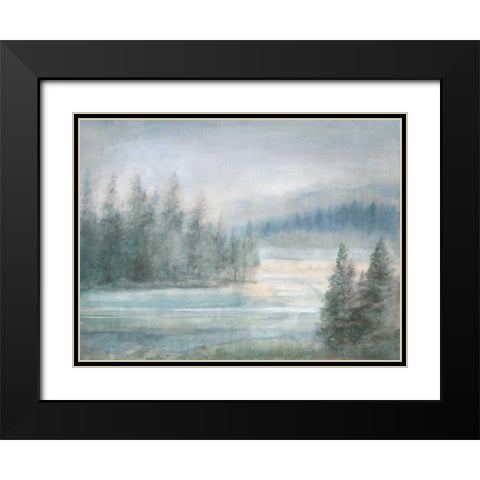 Morning on the Lake Black Modern Wood Framed Art Print with Double Matting by Nai, Danhui