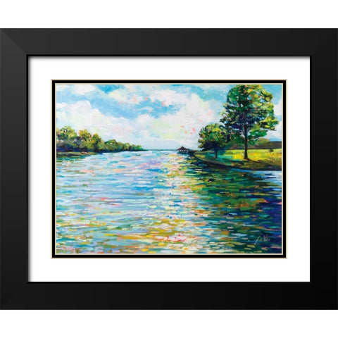 Lake View Black Modern Wood Framed Art Print with Double Matting by Vertentes, Jeanette