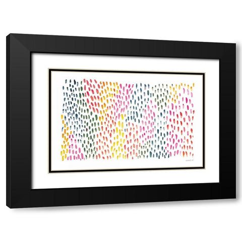 Fullness of Dots Black Modern Wood Framed Art Print with Double Matting by Nai, Danhui