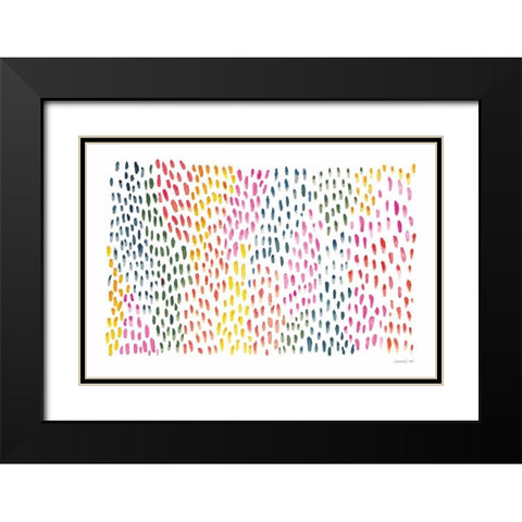 Fullness of Dots Black Modern Wood Framed Art Print with Double Matting by Nai, Danhui