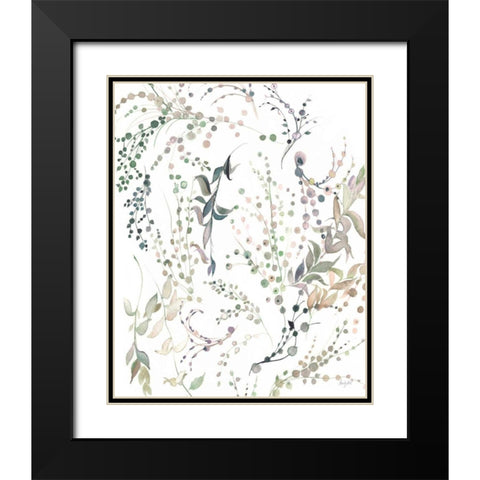 Leafy Tendrils Black Modern Wood Framed Art Print with Double Matting by Rice, Kristy