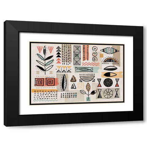 Tribal Tones I Black Modern Wood Framed Art Print with Double Matting by Charron, Veronique
