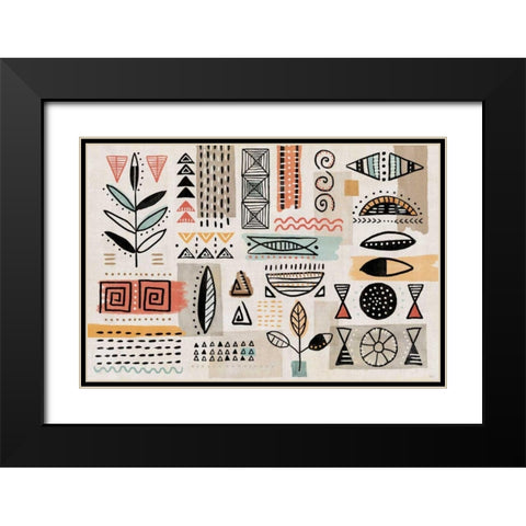 Tribal Tones I Black Modern Wood Framed Art Print with Double Matting by Charron, Veronique