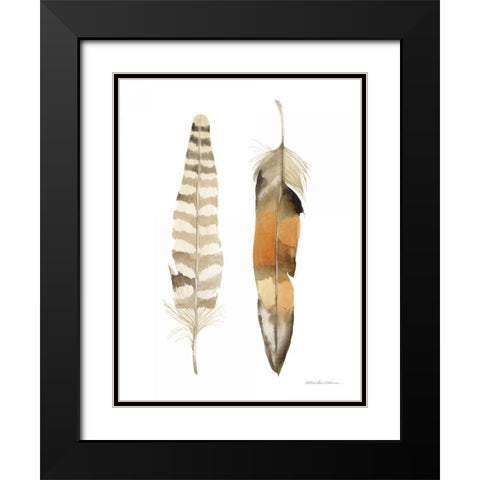 Natural Feathers II Black Modern Wood Framed Art Print with Double Matting by McKenna, Kathleen Parr