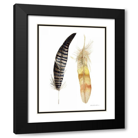 Natural Feathers III Black Modern Wood Framed Art Print with Double Matting by McKenna, Kathleen Parr