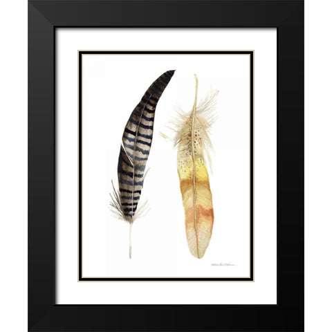 Natural Feathers III Black Modern Wood Framed Art Print with Double Matting by McKenna, Kathleen Parr