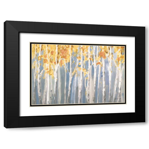 Golden Birches Spice Black Modern Wood Framed Art Print with Double Matting by Nai, Danhui