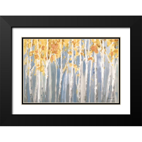 Golden Birches Spice Black Modern Wood Framed Art Print with Double Matting by Nai, Danhui