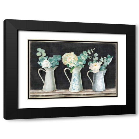 Farmhouse Bouquets Black Modern Wood Framed Art Print with Double Matting by Nai, Danhui