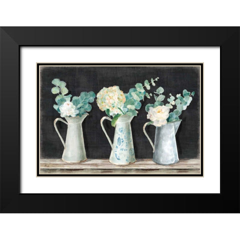 Farmhouse Bouquets Black Modern Wood Framed Art Print with Double Matting by Nai, Danhui
