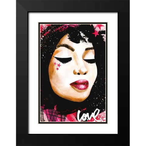 Love Star Black Modern Wood Framed Art Print with Double Matting by Charro, Mercedes Lopez
